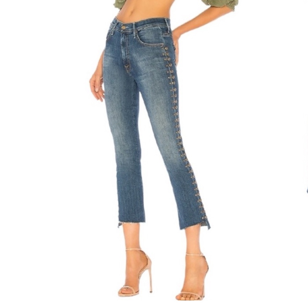 Mother Jeans Denim Insider Crop Step Fray Rough Stud